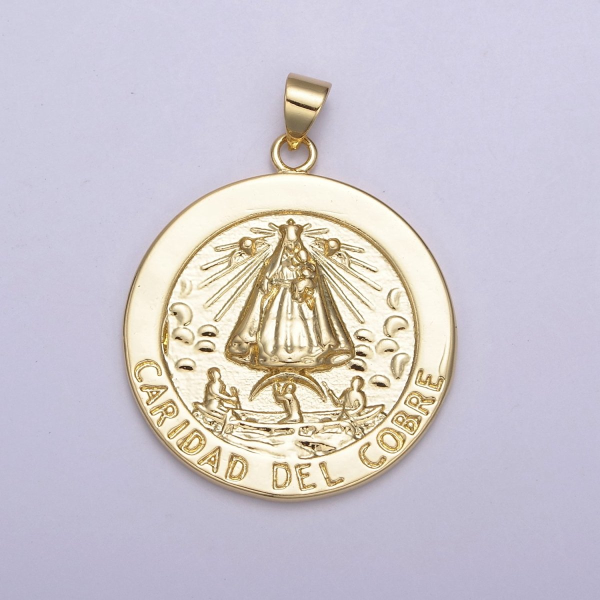 Gold Coin La Virgen de la Caridad del Cobre Pendant for Necklace Supply H-863