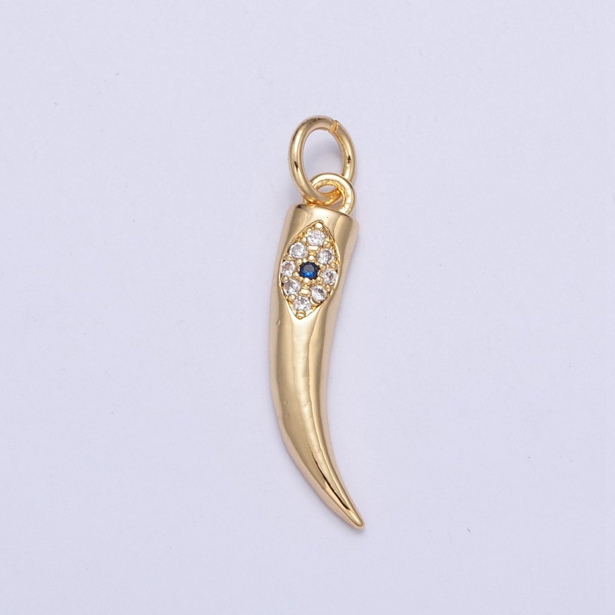 Gold Cornicyll Horn Micro Paved CZ Evil Eye Charm | X-115