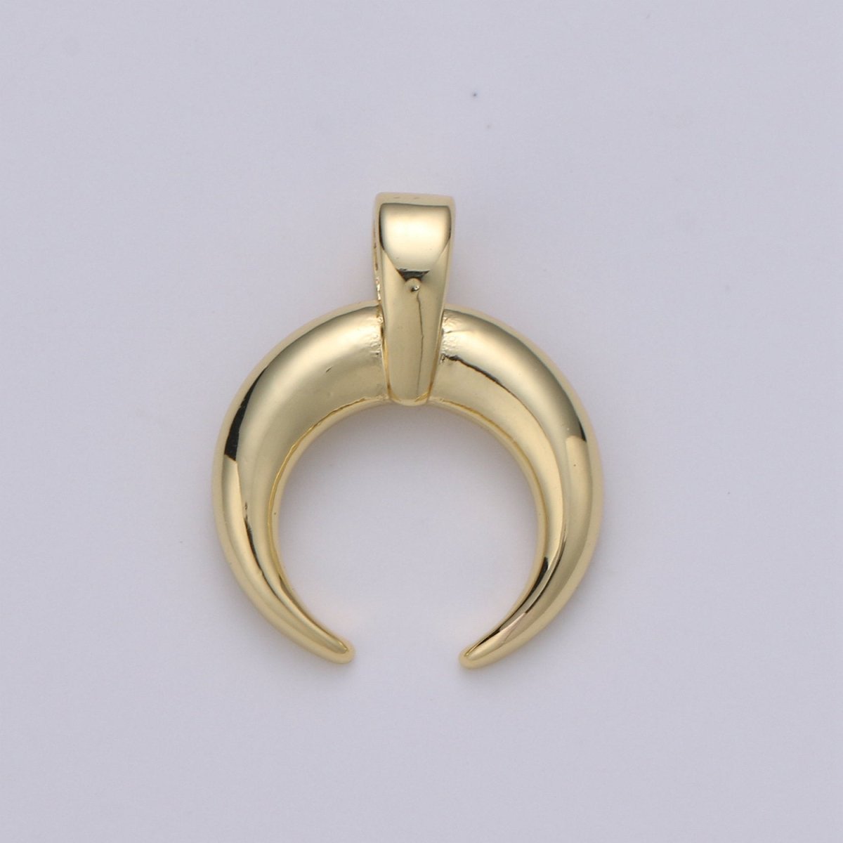 Gold Crescent Moon Horn Pendant - C shape wish moon charm, half moon, eclipse, tusk, Celestial Jewelry 14k gold Filled Charm J-015