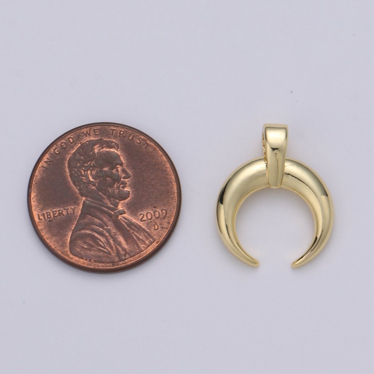 Gold Crescent Moon Horn Pendant - C shape wish moon charm, half moon, eclipse, tusk, Celestial Jewelry 14k gold Filled Charm J-015