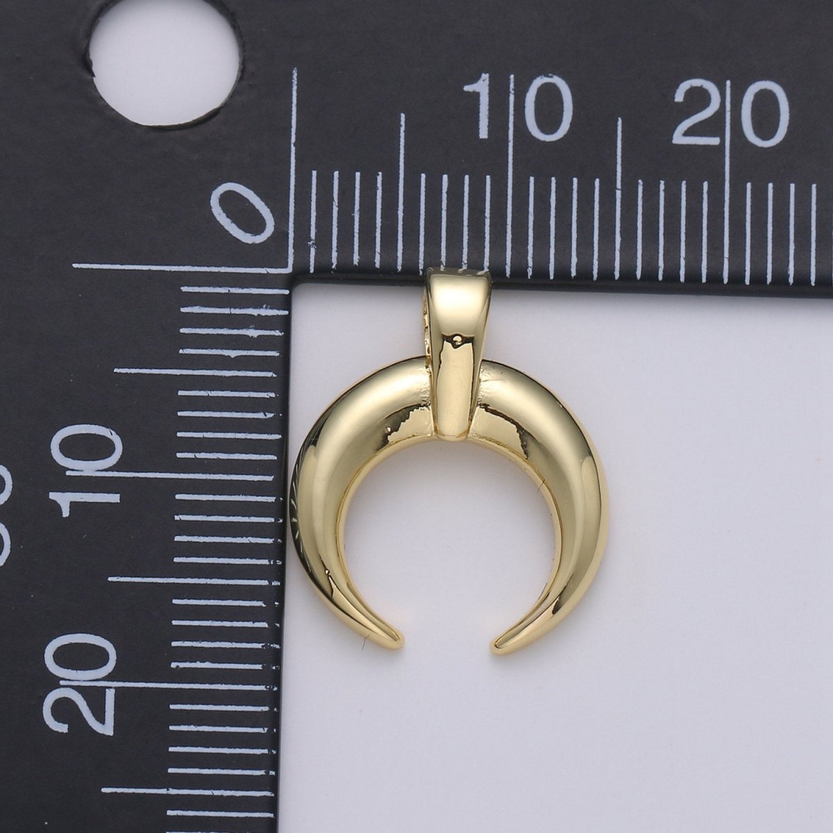 Gold Crescent Moon Horn Pendant - C shape wish moon charm, half moon, eclipse, tusk, Celestial Jewelry 14k gold Filled Charm J-015