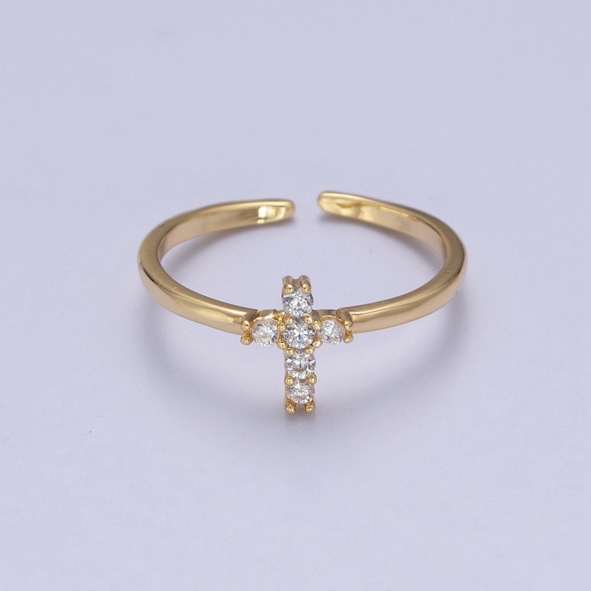 Gold Cross Ring Stacking 14K Gold Filled Ring CZ Dainty Cross Ring O-2140
