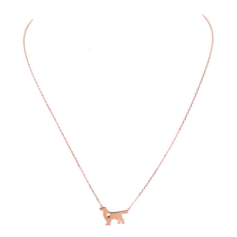 Gold Dipped Dachshund Heart Charm Dog Detailed Necklace