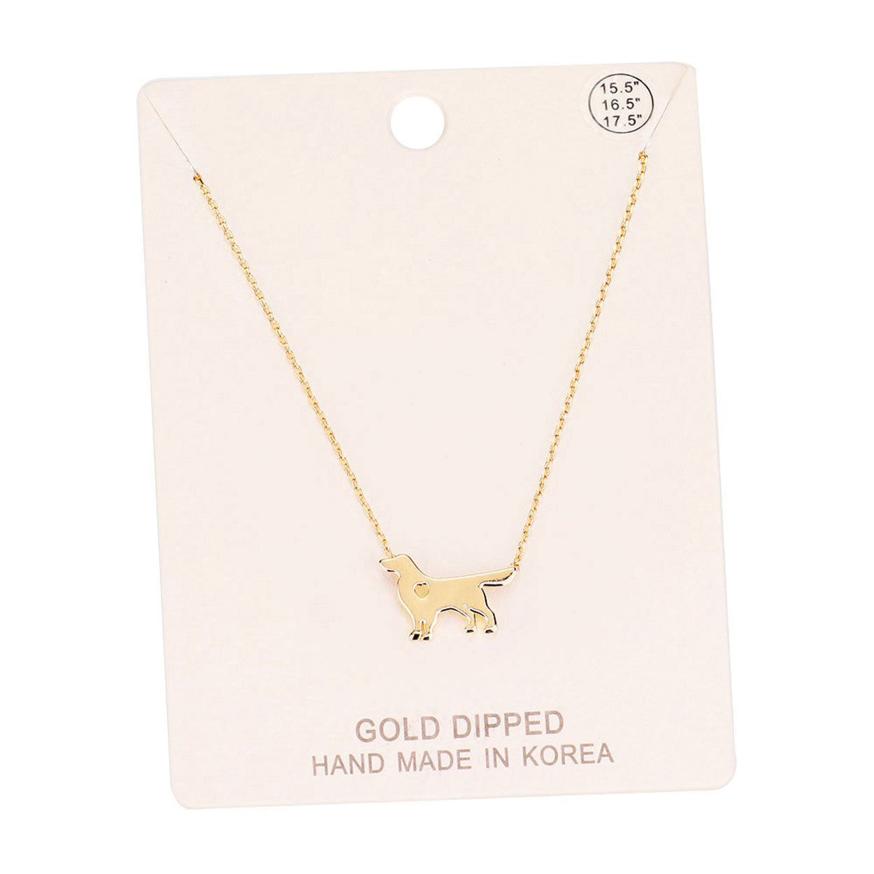Gold Dipped Dachshund Heart Charm Dog Detailed Necklace