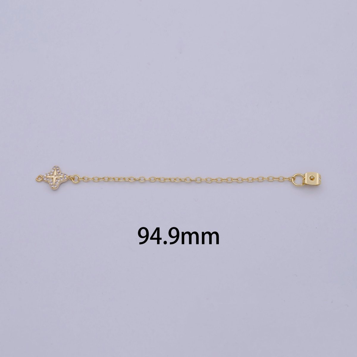 1 pair Gold Ear Back Stoppers, Earring Nuts with Long Tassel Chain 94.9mm CZ Star Earring Component Finding K-087