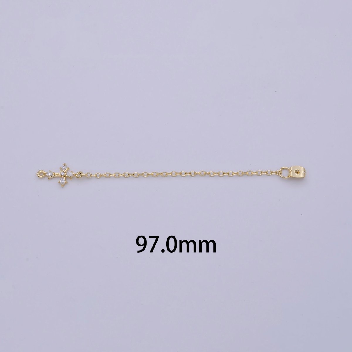 1 pair Gold Ear Back Stoppers, Earring Nuts with Long Tassel Chain CZ Cross Earring Component Finding K-138