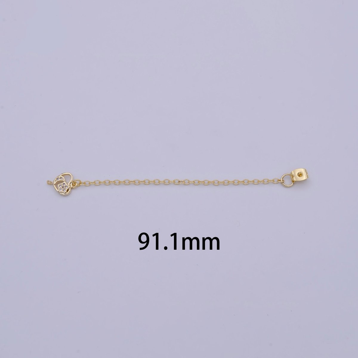 1 pair Gold Ear Back Stoppers, Earring Nuts with Long Tassel Chain CZ Heart Earring Component Finding K-145