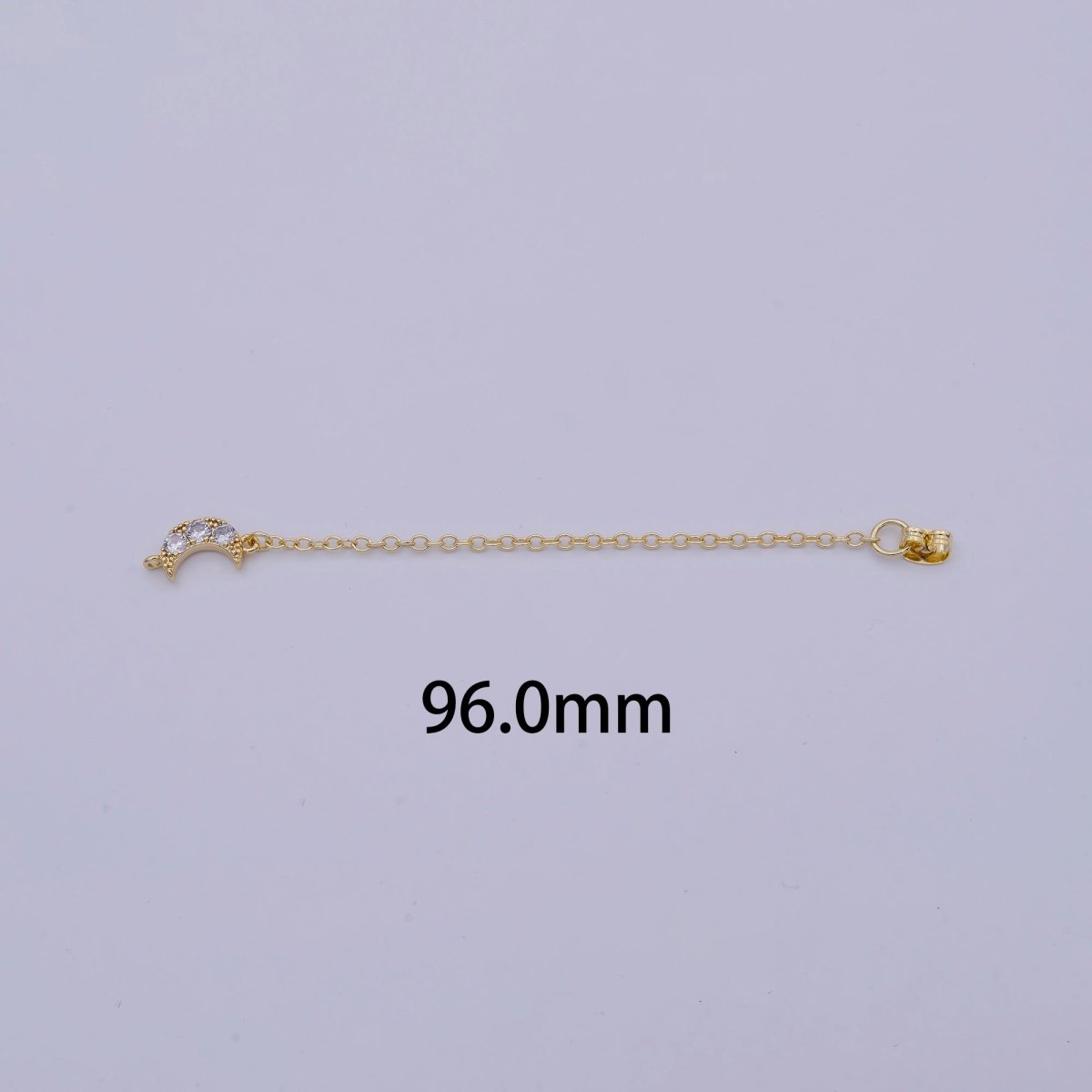 Gold Ear Back Stoppers, Earring Nuts with Long Tassel Chain CZ Moon Earring Component Finding K-136