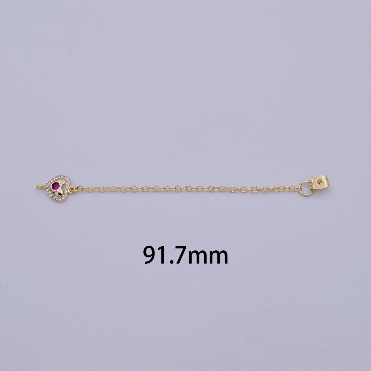 1 Pair Gold Ear Back Stoppers, Earring Nuts with Long Tassel Chain ink CZ Heart Earring Component Finding K-176