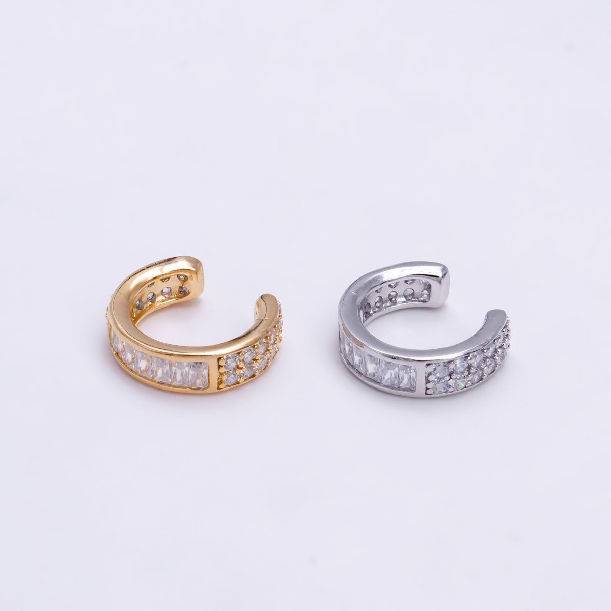 Gold ear cuff, Cubic ear cuff, cz gold ear cuff, Dainty ear cuff gold, Non pierced ear cuff, Conch ear cuff, Silver cz gold wrap earring, AI-060 AI-061.
