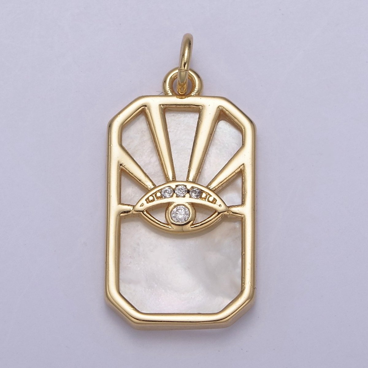 Gold Evil Eye Charm Necklace, Tiger Eye, Abalone, Pearl Evil Eye Charm Necklace, Rectangle Evil Eye Charm, Evil Eye Tag, Square Evil Eye Charm, Eye of Ra N-774 - N-776