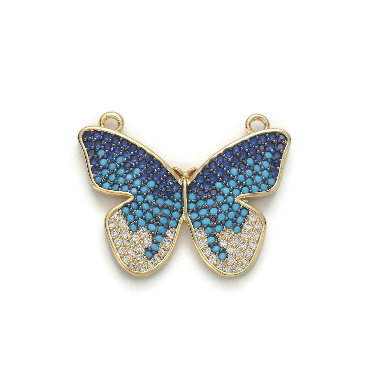 Gold Filled Butterfly Micro Pave Connector Charm, Cubic Zirconia Butterfly Pendant Charm Connector, For DIY Jewelry, 25x21mm F-382