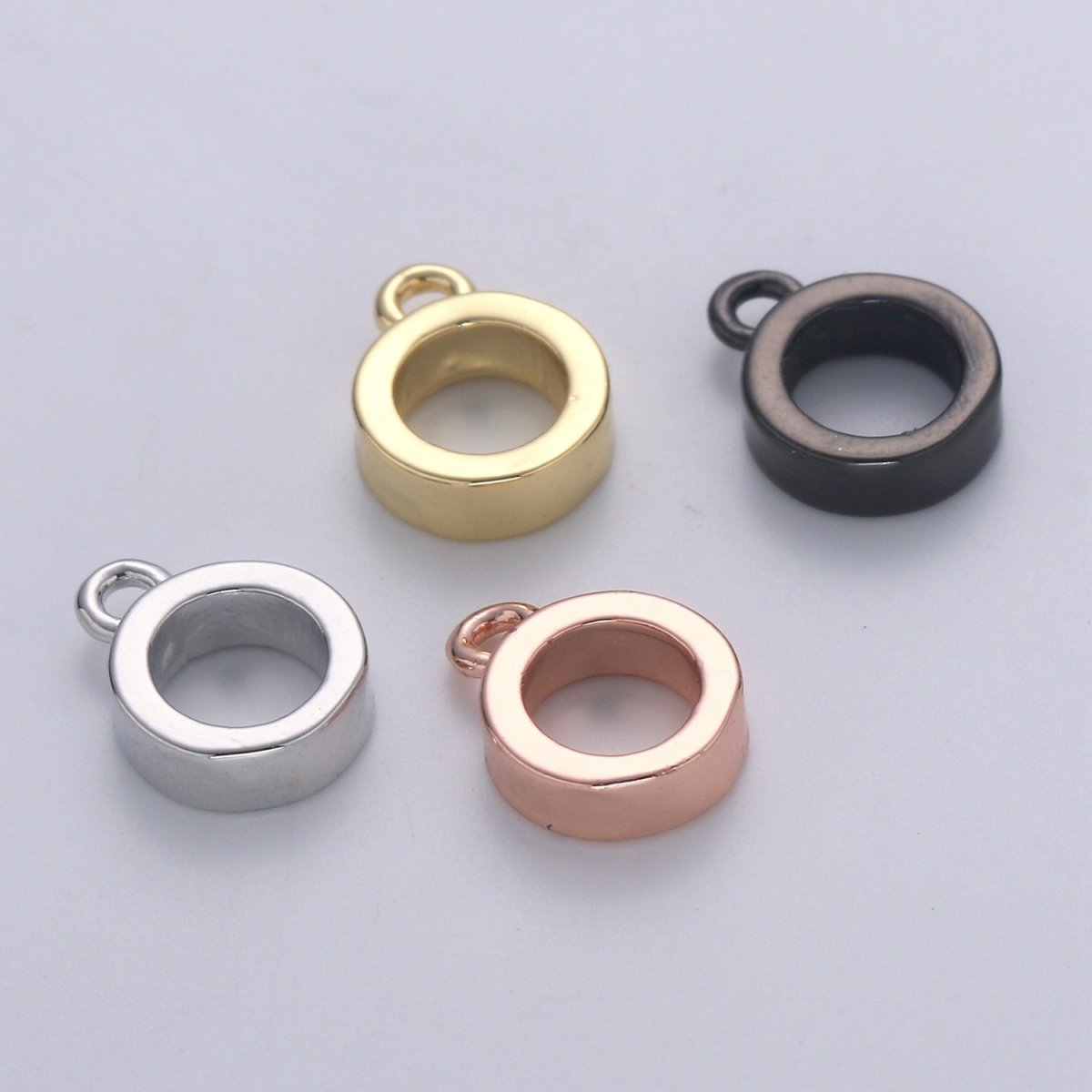 Gold Filled Minimalist Charm Pendant Bail Rondelle Drop Findings in Gold, Black, Rose Gold & Silver |  L295 - L298