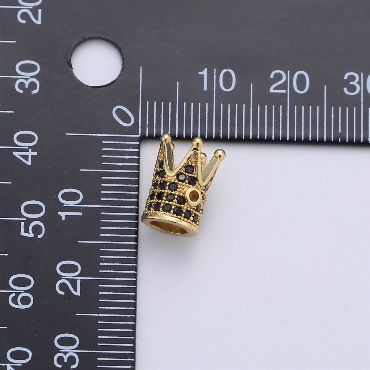 Gold Filled Crown Micro Pave Spacer Beads, Men Bracelet Charm, Men Bracelet Spacer Charm  12x10mm | B-214