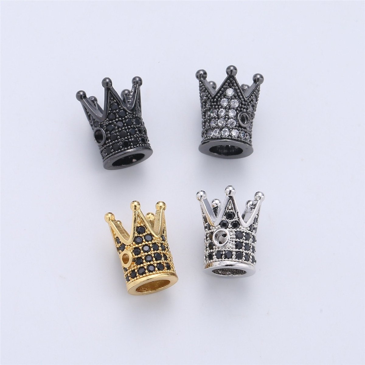 Gold Filled Crown Micro Pave Spacer Beads, Men Bracelet Charm, Men Bracelet Spacer Charm  12x10mm | B-214
