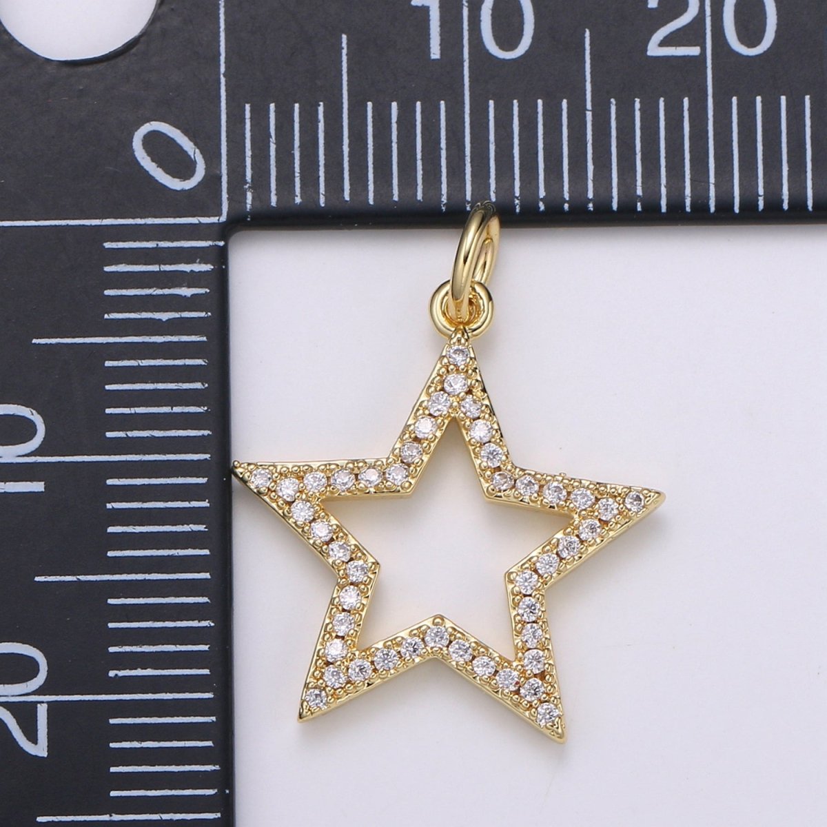 Gold Filled Crystal CZ Star Outline Charm E-157