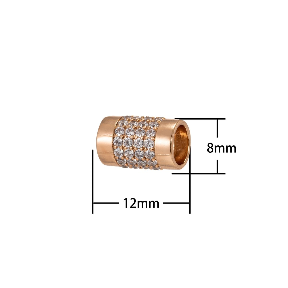 Gold Filled Cylinder Cubic Micro Pave Beads Spacer Beads, for DIY Jewelry Making Charms Shambala Bracelet, Bead Size 11x6.5mm Hole 4mm B-186