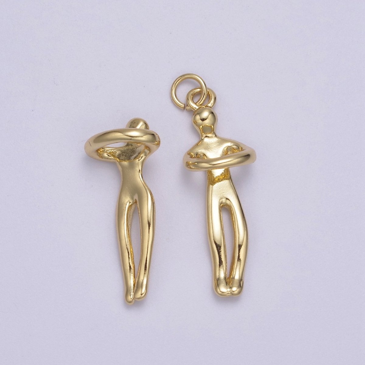 Gold Filled Hugging Couple Charm Soulmate Necklace Pendant for Valentine Eternal Love Gift, Wedding Anniversary Gift H-832 N-448