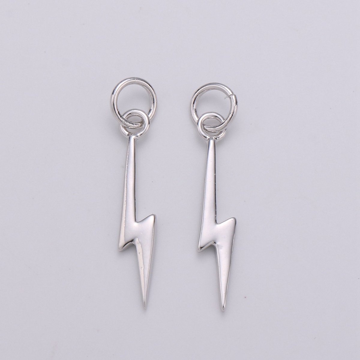 Gold Filled Lightning Bolt Charms, Silver Bolt, Wizard Charm, Thunder Pendant 22 x 5mm Dainty Charm for Necklace Bracelet Earring Supply D-355 D-356