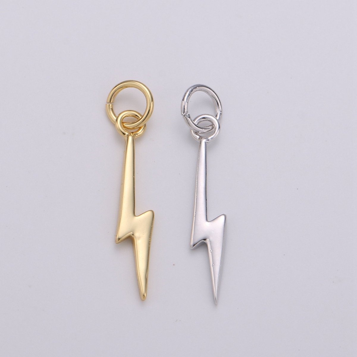 Gold Filled Lightning Bolt Charms, Silver Bolt, Wizard Charm, Thunder Pendant 22 x 5mm Dainty Charm for Necklace Bracelet Earring Supply D-355 D-356