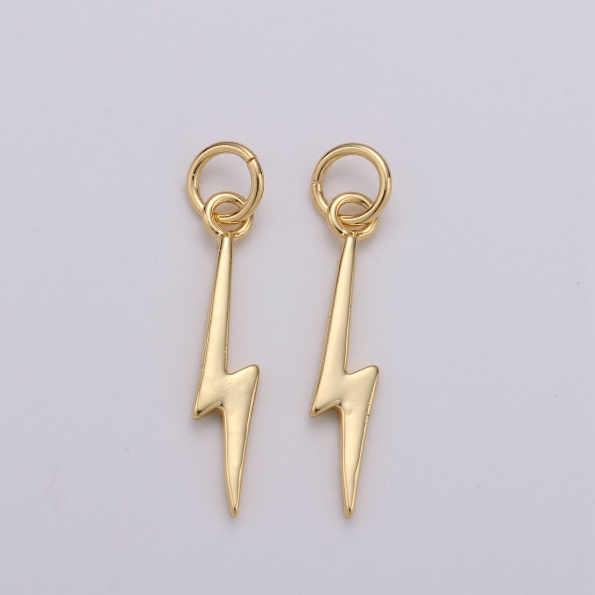 Gold Filled Lightning Bolt Charms, Silver Bolt, Wizard Charm, Thunder Pendant 22 x 5mm Dainty Charm for Necklace Bracelet Earring Supply D-355 D-356