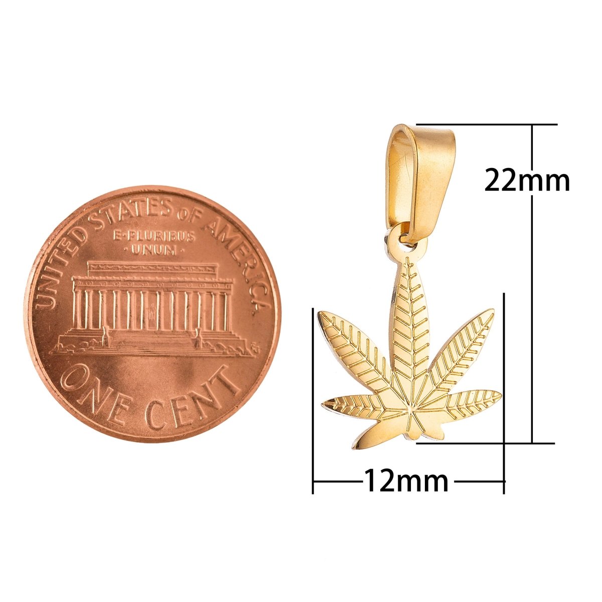 Gold Filled Marijuana Leaf Six Leaves Plant Necklace Pendant Bracelet Beads Earring Charm Bails for Jewelry Making, J-371