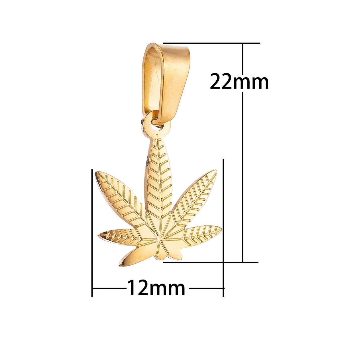 Gold Filled Marijuana Leaf Six Leaves Plant Necklace Pendant Bracelet Beads Earring Charm Bails for Jewelry Making, J-371