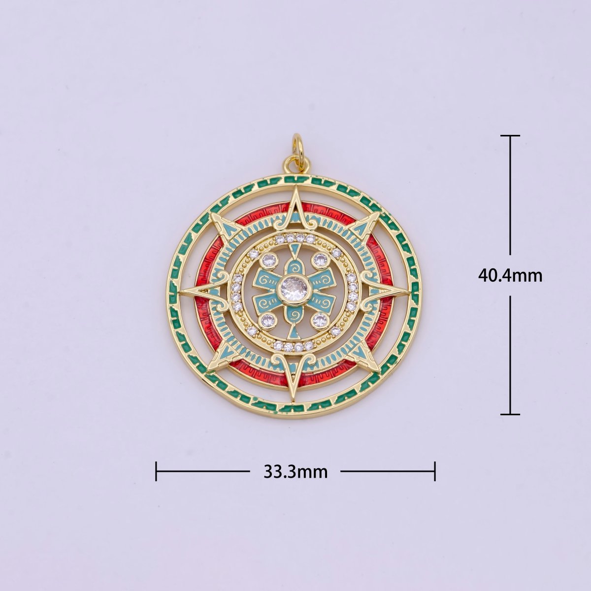 Gold Filled Medallion Compass Pendant for Statement Jewelry Necklace N-366