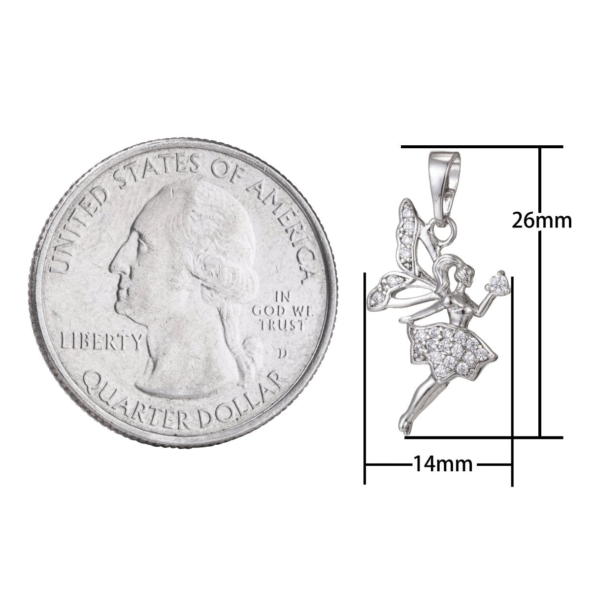 Gold Filled Micro Pave CZ Fairy Pendant Charm, Micro Pave CZ Fairy Pendant Charm, Gold Filled Pendant, For DIY Jewelry Making I-398 I-462