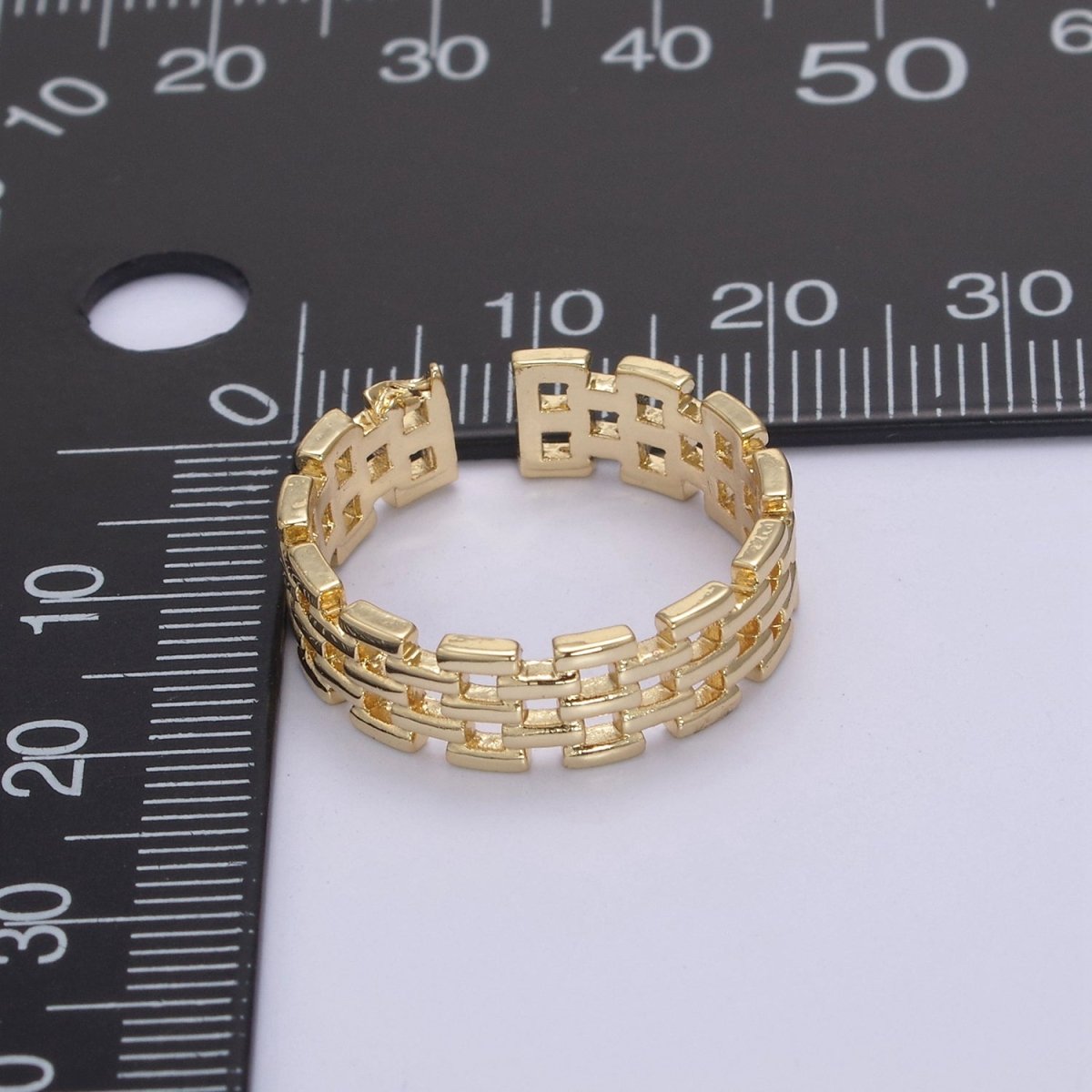 Gold Filled Panther Link Ring Open Adjustable Jewelry for Stackable Minimalist Jewelry U-259