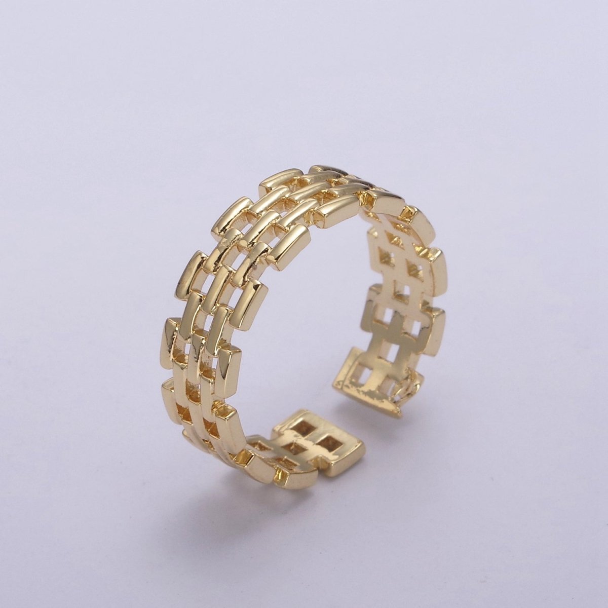 Gold Filled Panther Link Ring Open Adjustable Jewelry for Stackable Minimalist Jewelry U-259
