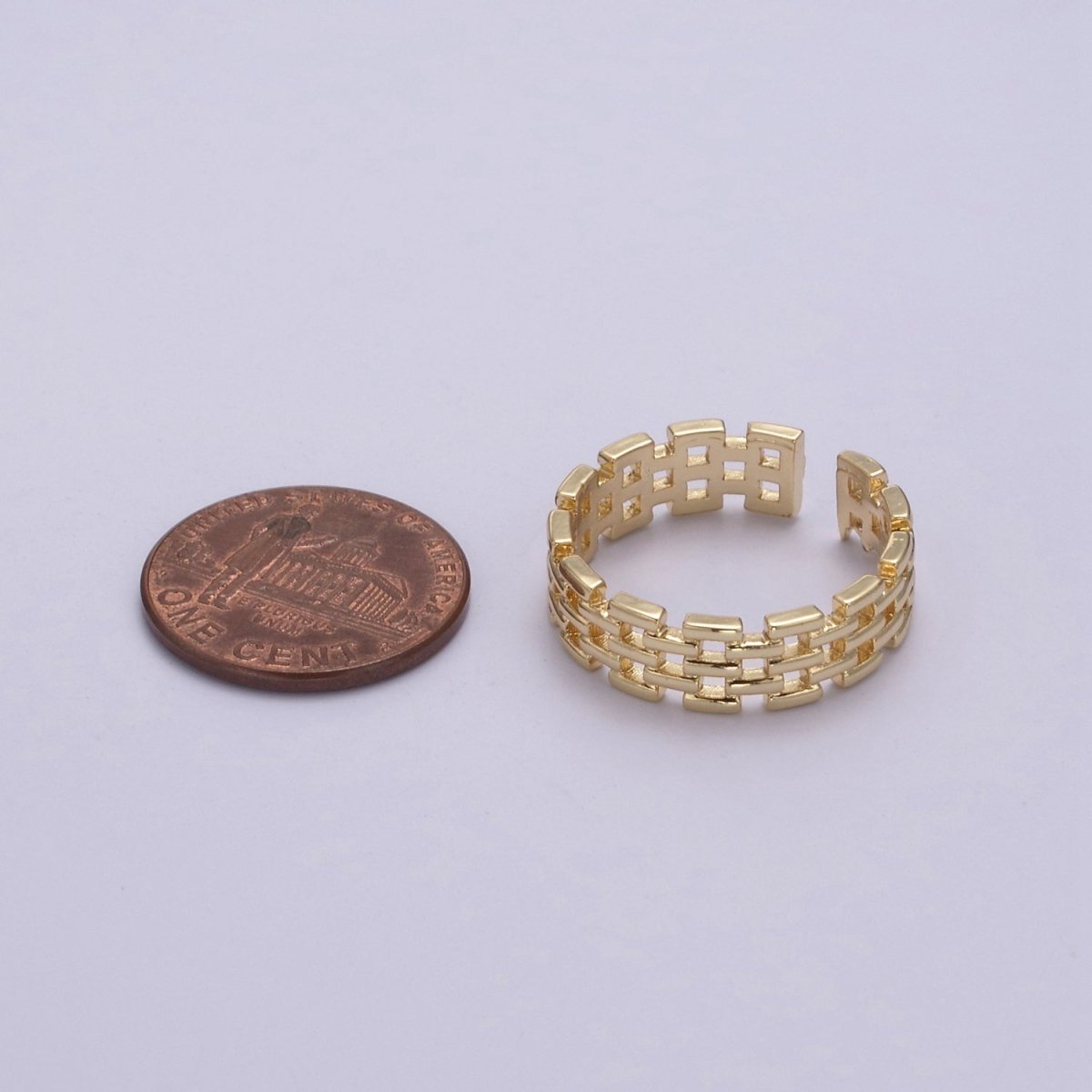 Gold Filled Panther Link Ring Open Adjustable Jewelry for Stackable Minimalist Jewelry U-259