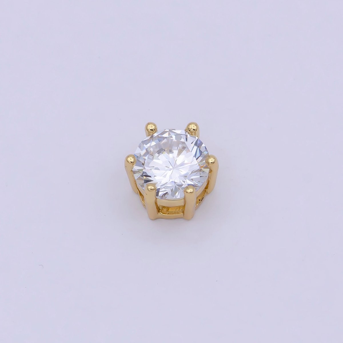 Gold Filled Solitaire CZ Round Connector Charm Beads for Bracelet Component B-465