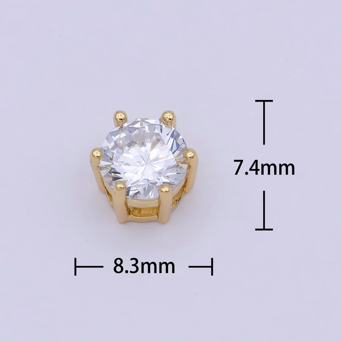 Gold Filled Solitaire CZ Round Connector Charm Beads for Bracelet Component B-465