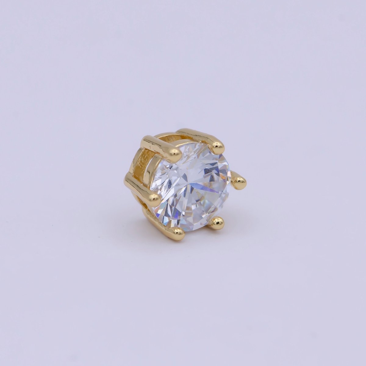 Gold Filled Solitaire CZ Round Connector Charm Beads for Bracelet Component B-465
