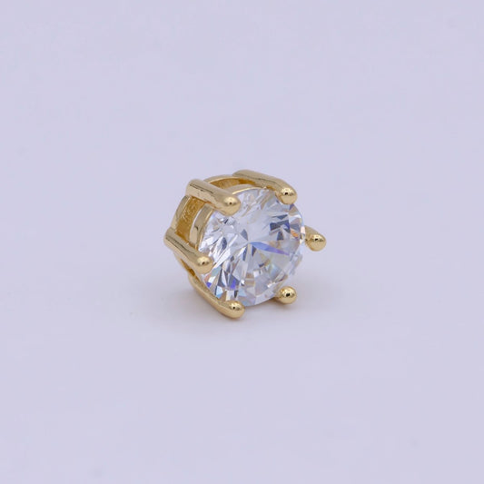 Gold Filled Solitaire CZ Round Connector Charm Beads for Bracelet Component B-465