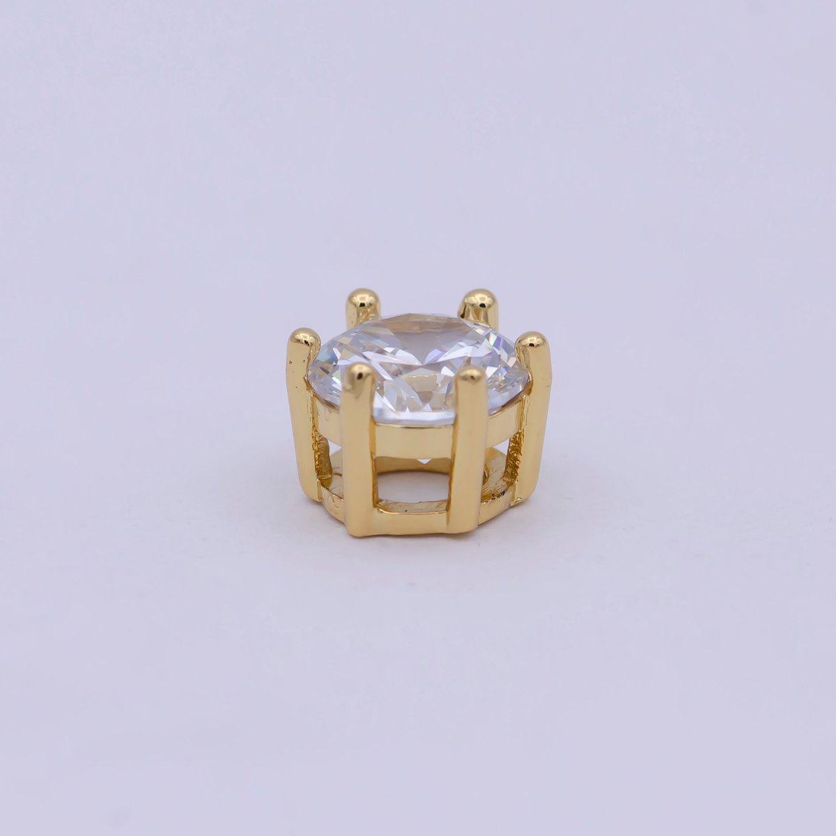 Gold Filled Solitaire CZ Round Connector Charm Beads for Bracelet Component B-465