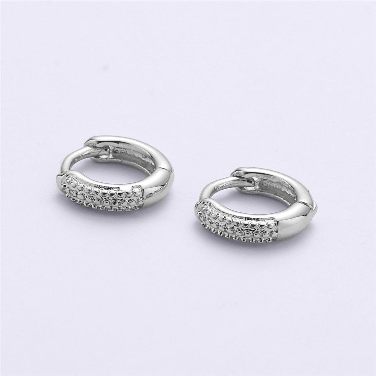 14K Gold Filled 11.5mm, 10mm Textured Minimalist Cartilage Huggie in Gold & Silver | K253 V488