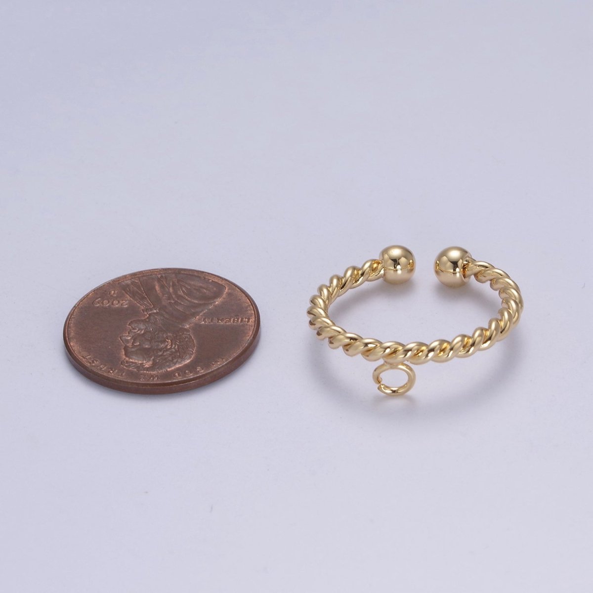 Gold Filled Twisted Rope Ring with Open Link for Jewelry Making Supply Finding L-612