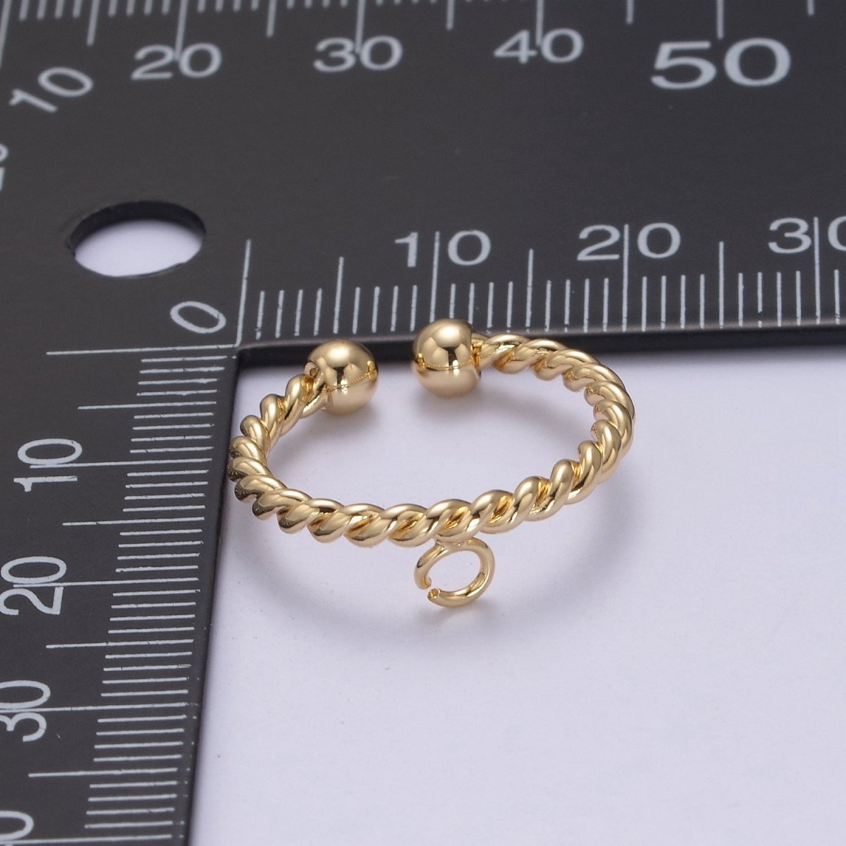 Gold Filled Twisted Rope Ring with Open Link for Jewelry Making Supply Finding L-612