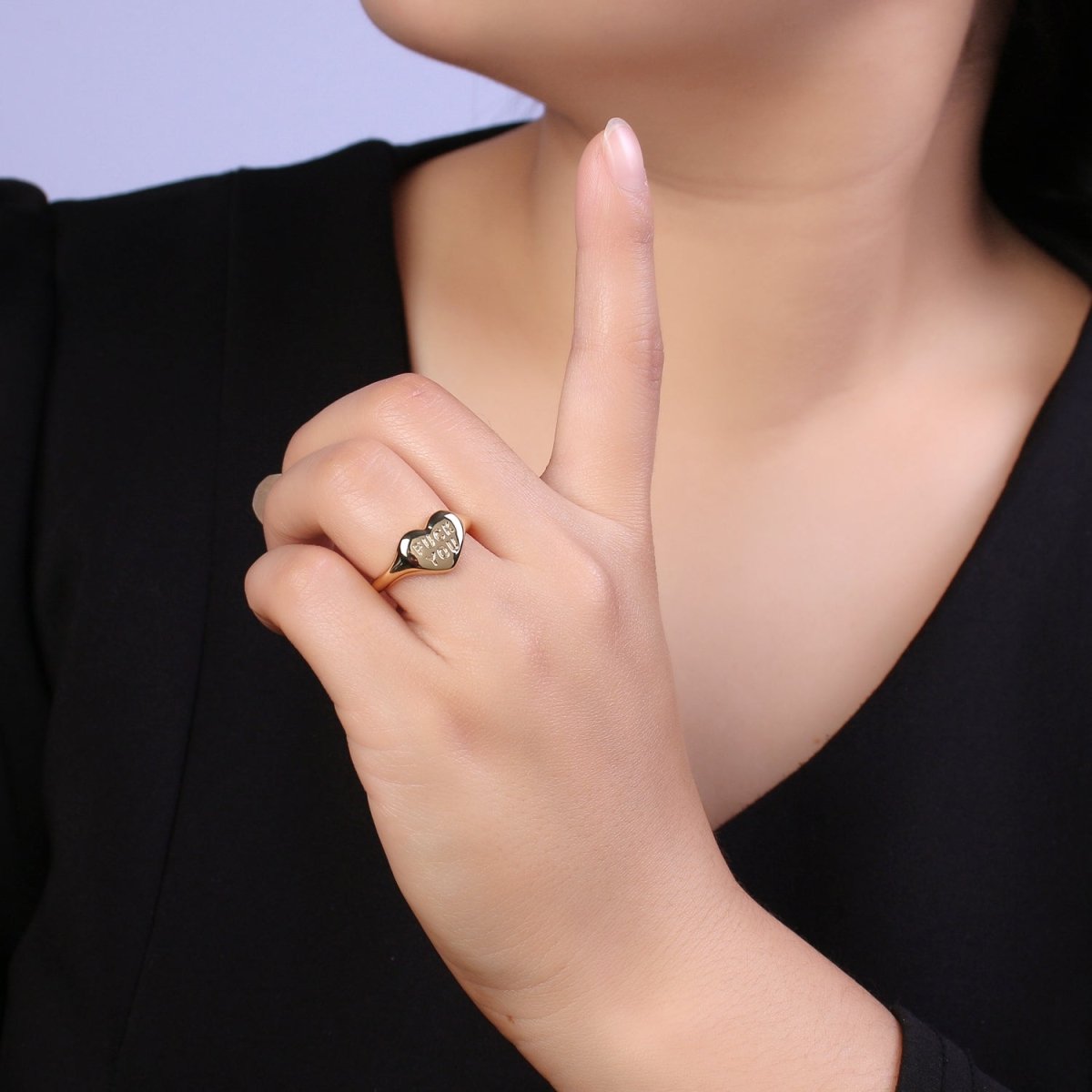 Gold Fuck You Ring, Heart Shaped Signet, Fuckoff rings oval signet ring gold rings for women S-377