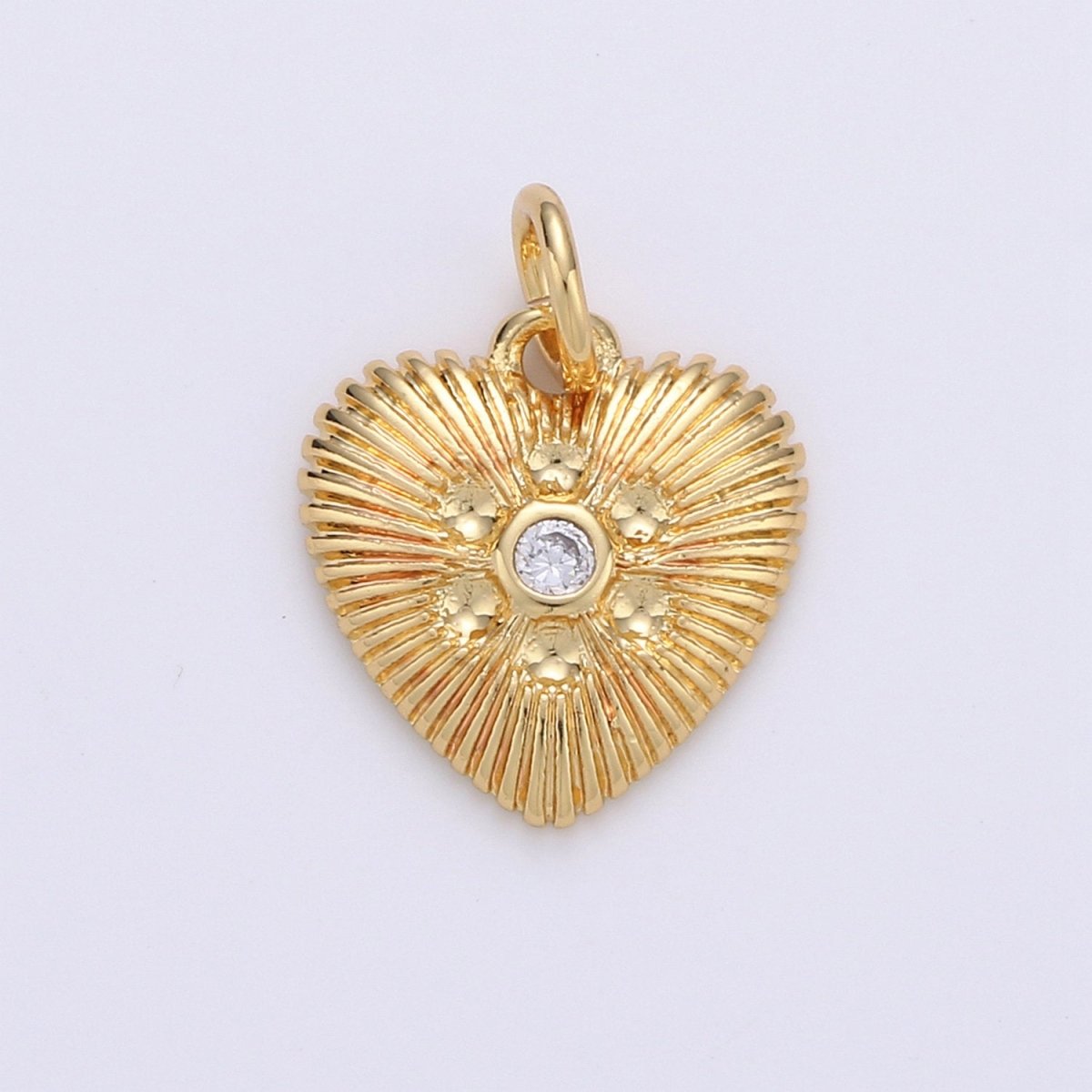 Gold Heart Charm 24k Gold Filled Micro Pave Spike Heart Amor Amore Pendant for Necklace Earring Jewelry Making D-256