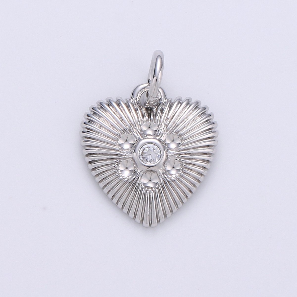 Gold Heart Charm 24k Gold Filled Micro Pave Spike Heart Amor Amore Pendant for Necklace Earring Jewelry Making D-256