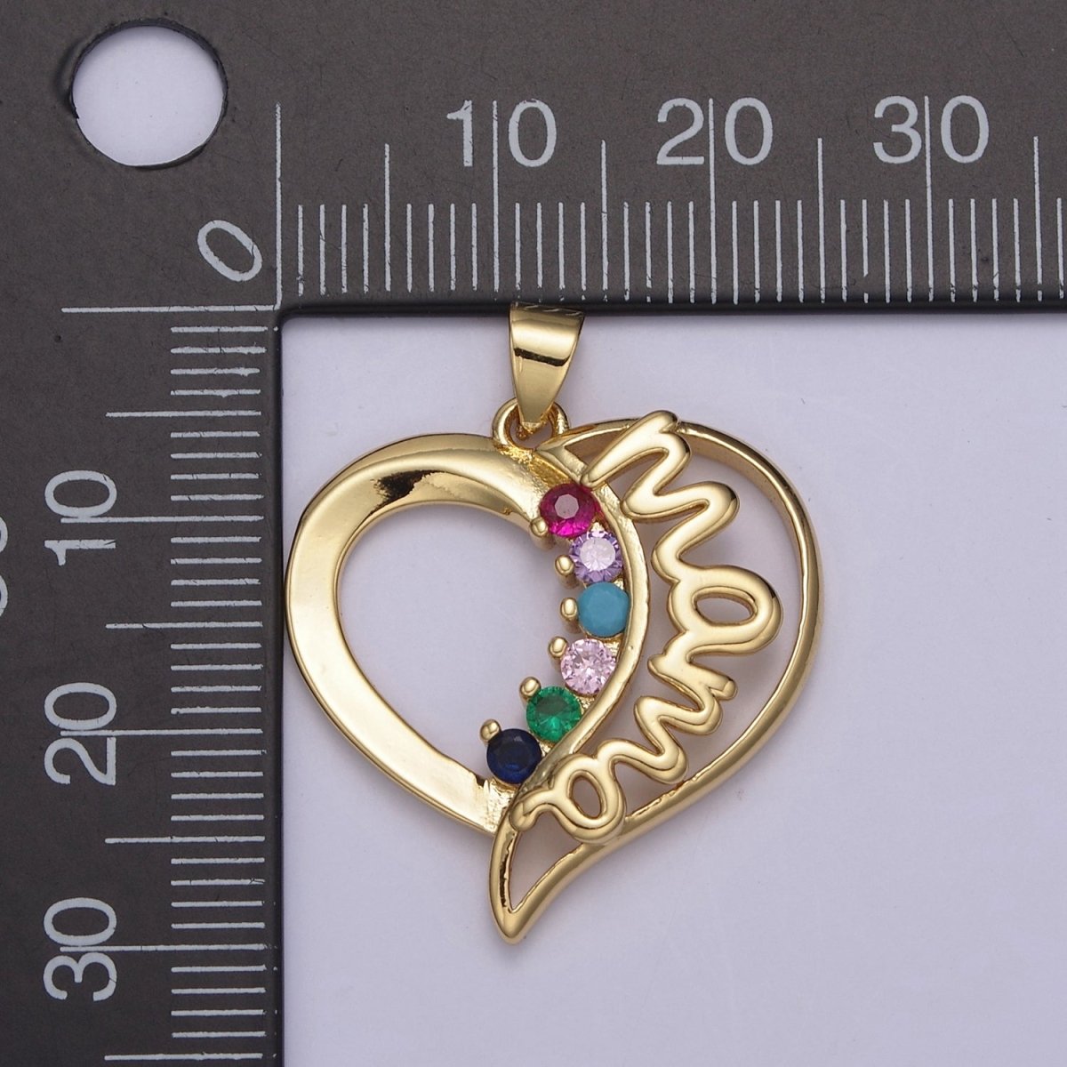 Gold Heart MAMA CZ Mom Charm Pendant For Mother Day Jewelry Making Earrings Bracelets H-742
