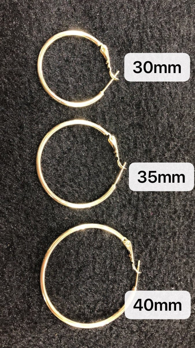 14K / 24K Gold Filled 20mm, 25mm, 30mm, 35mm, 40mm, 45mm, 50mm, 55mm, 60mm, 65mm, 70mm Minimalist Hinge Lock Hoop Earrings