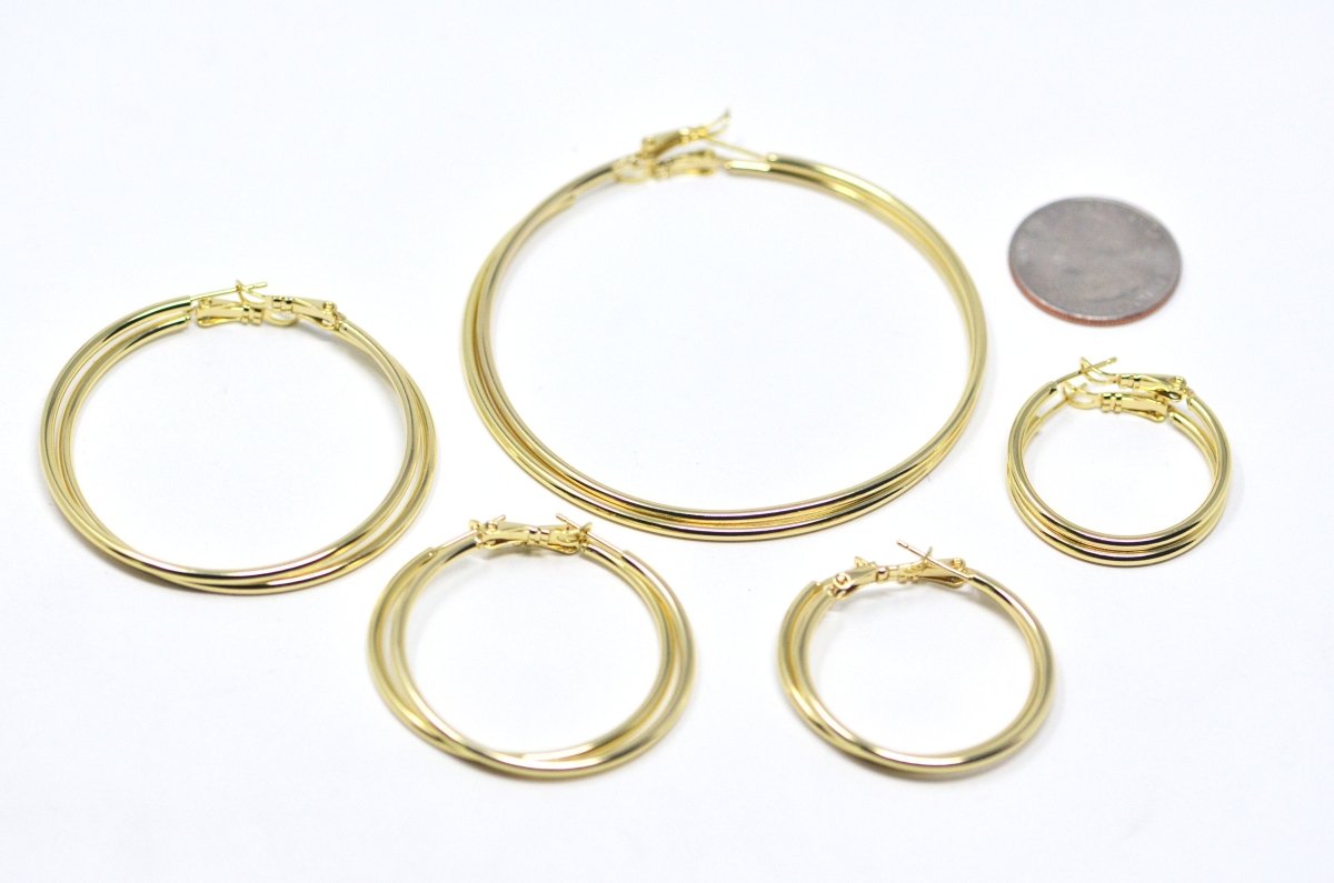 14K / 24K Gold Filled 20mm, 25mm, 30mm, 35mm, 40mm, 45mm, 50mm, 55mm, 60mm, 65mm, 70mm Minimalist Hinge Lock Hoop Earrings