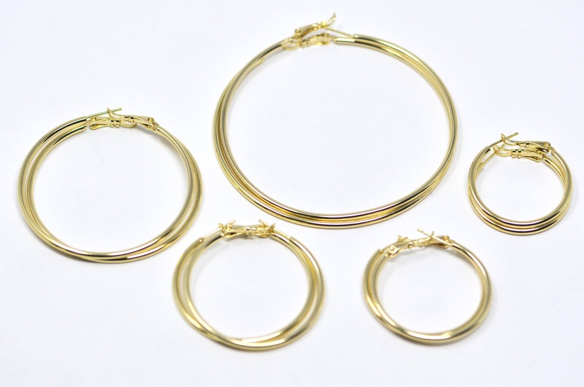14K / 24K Gold Filled 20mm, 25mm, 30mm, 35mm, 40mm, 45mm, 50mm, 55mm, 60mm, 65mm, 70mm Minimalist Hinge Lock Hoop Earrings