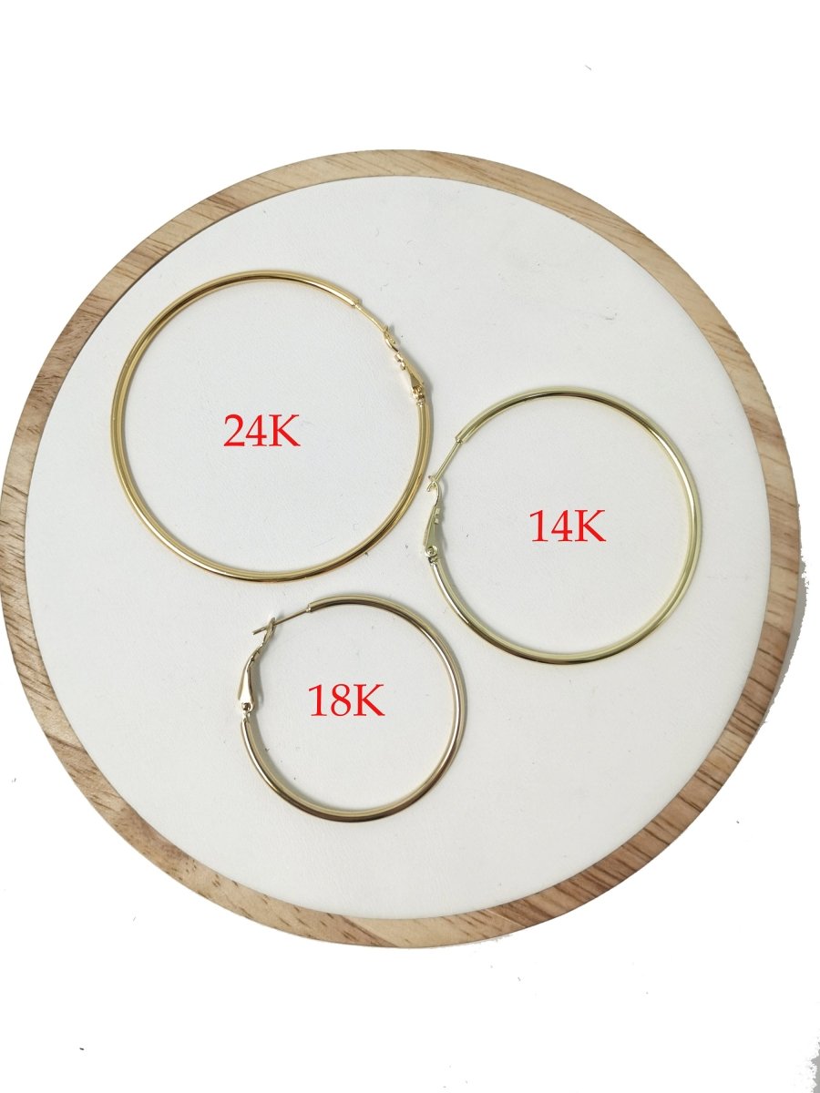 14K / 24K Gold Filled 20mm, 25mm, 30mm, 35mm, 40mm, 45mm, 50mm, 55mm, 60mm, 65mm, 70mm Minimalist Hinge Lock Hoop Earrings
