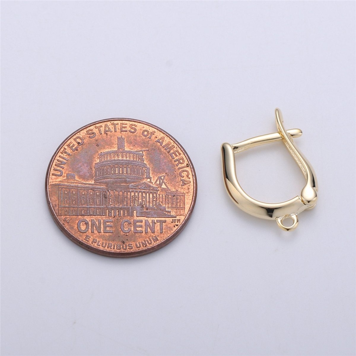 Gold Huggie Earring one touch w/ open link, 1 pair 15mm, 14K gold Filled, Nickel and Lead free, Lever back earring making Supply K-254