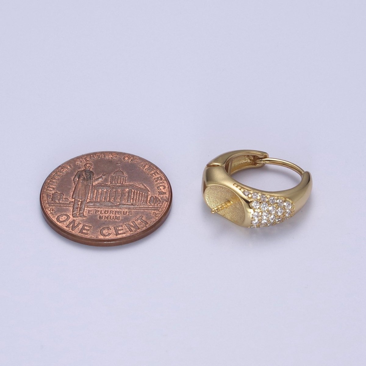 Gold Lever Back Hoop Earring Setting for Half Drilled Pearls Beads, DIY Earring Mounting Findings L-674